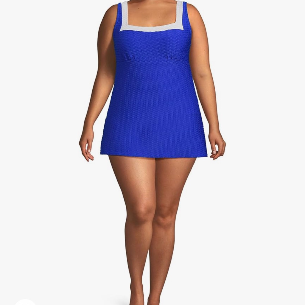 Lands End Women's Texture Square Neck Swim Dress Nwt Size 3x Retails $135